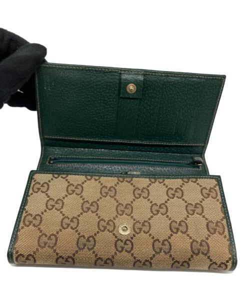 GUCCI（グッチ）GUCCI (グッチ) 長財布 ベージュ×グリーンの古着・服飾アイテム