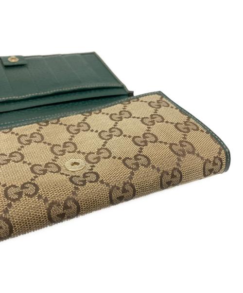 GUCCI（グッチ）GUCCI (グッチ) 長財布 ベージュ×グリーンの古着・服飾アイテム