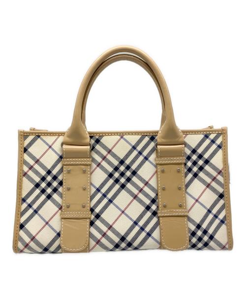 BURBERRY BLUE LABEL（バーバリー ブルー レーベル）BURBERRY BLUE LABEL (バーバリー ブルー レーベル) ノバチェックハンドバッグ ホワイト×ベージュの古着・服飾アイテム