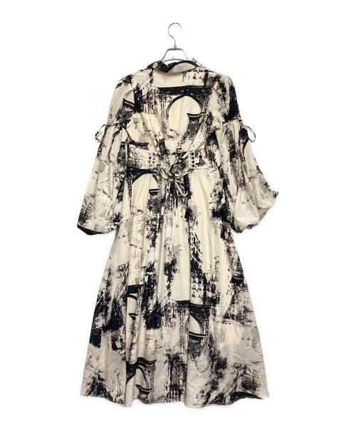 Snidel（スナイデル）Snidel (スナイデル) シティビュープリントワンピ ベージュ×ブラック サイズ:1の古着・服飾アイテム