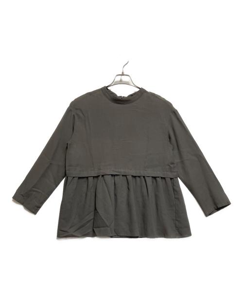 UNITED ARROWS TOKYO（ユナイテッドアローズトウキョウ）UNITED ARROWS TOKYO (ユナイテッドアローズトウキョウ) ペプラム ハイネックブラウス グレー サイズ:不明の古着・服飾アイテム