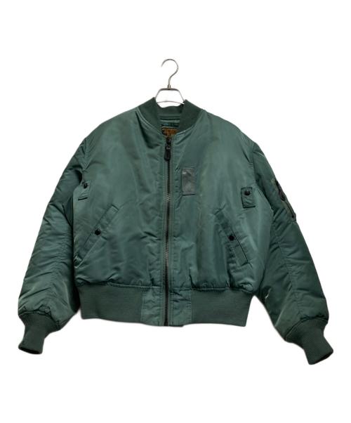 WEINTRAUB BROS.CO（ワイントラウブ・ブラザーズ・カンパニー）WEINTRAUB BROS.CO (ワイントラウブ・ブラザーズ・カンパニー) ナイロンツイル フライトジャケット グリーン サイズ:LARGEの古着・服飾アイテム