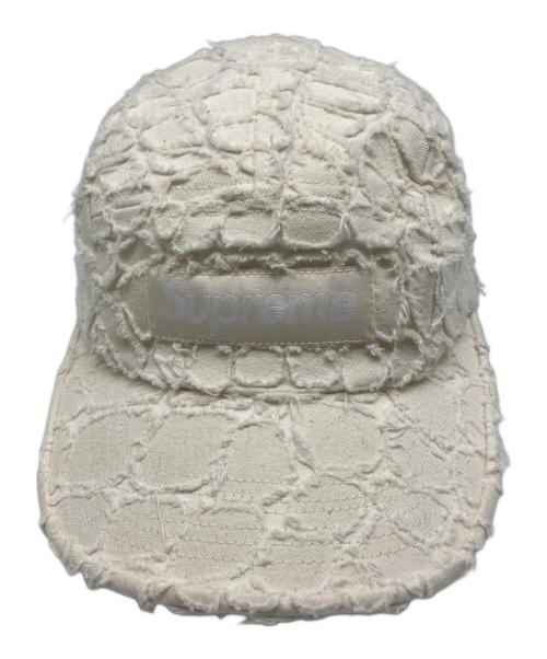 SUPREME（シュプリーム）Supreme (シュプリーム) Frayed Croc Denim Camp Cap（フレイド クロコ デニムキャップ） アイボリーの古着・服飾アイテム
