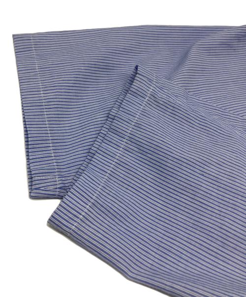 GROUND Y（グラウンドワイ）Ground Y (グラウンドワイ) アシンメトリー切り替え ストライプ ロングシャツ スカイブルー×ホワイト サイズ:3の古着・服飾アイテム