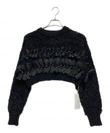 Ameri（アメリ）の古着「RIBBON TAPE SHORT KNIT TOP」｜ブラック