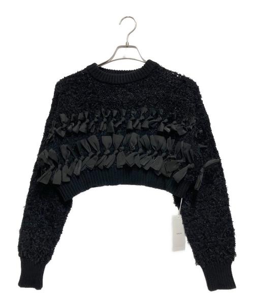 Ameri（アメリ）Ameri (アメリ) RIBBON TAPE SHORT KNIT TOP ブラック サイズ:FREEの古着・服飾アイテム