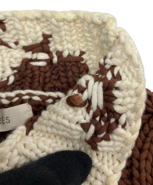 DES PRES（デ プレ）DES PRES (デ プレ) ハンドニットインターシャ ハイネックベスト アイボリー×ブラウン サイズ:Sの古着・服飾アイテム