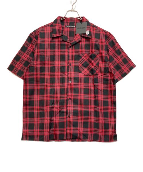 KRHYME DENIM（クライムデニム）KRHYME DENIM (クライムデニム) 半袖シャツ レッド×ブラック サイズ:SIZE XLの古着・服飾アイテム