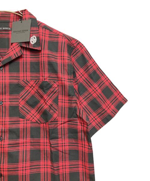 KRHYME DENIM（クライムデニム）KRHYME DENIM (クライムデニム) 半袖シャツ レッド×ブラック サイズ:SIZE XLの古着・服飾アイテム