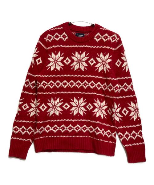 Abercrombie & Fitch（アバクロンビー アンド フィッチ）Abercrombie & Fitch (アバクロンビー アンド フィッチ) 厚手ニット レッド×ホワイト サイズ:SIZE Mの古着・服飾アイテム