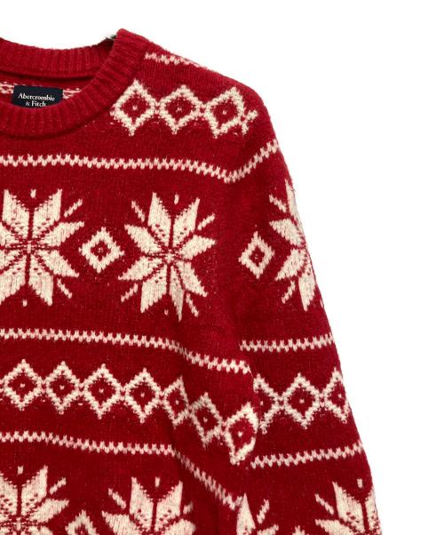 Abercrombie & Fitch（アバクロンビー アンド フィッチ）Abercrombie & Fitch (アバクロンビー アンド フィッチ) 厚手ニット レッド×ホワイト サイズ:SIZE Mの古着・服飾アイテム