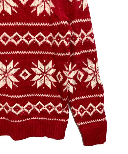 Abercrombie & Fitch（アバクロンビー アンド フィッチ）Abercrombie & Fitch (アバクロンビー アンド フィッチ) 厚手ニット レッド×ホワイト サイズ:SIZE Mの古着・服飾アイテム