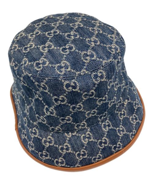 GUCCI（グッチ）GUCCI (グッチ) GGキャンバスバケットハット ネイビー×ブラウン サイズ:Lの古着・服飾アイテム