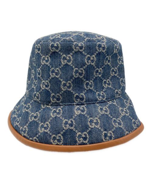 GUCCI（グッチ）GUCCI (グッチ) GGキャンバスバケットハット ネイビー×ブラウン サイズ:Lの古着・服飾アイテム
