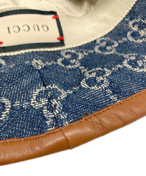 GUCCI（グッチ）GUCCI (グッチ) GGキャンバスバケットハット ネイビー×ブラウン サイズ:Lの古着・服飾アイテム