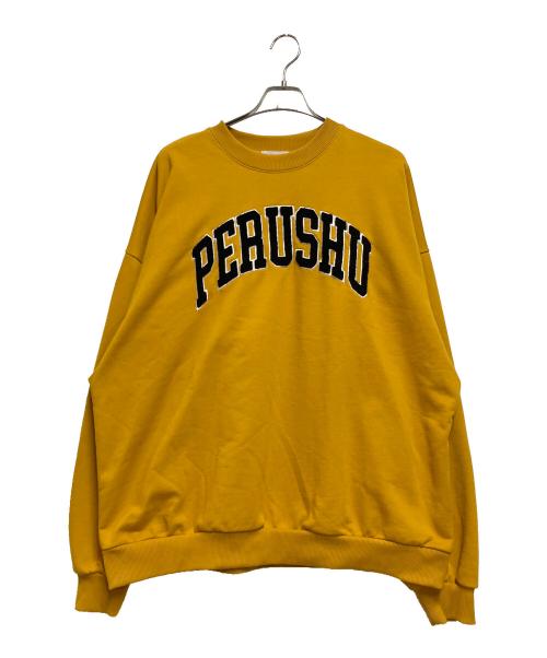 PERUSHU（ペルーシュ）PERUSHU (ペルーシュ) カレッジスウェット イエロー サイズ:Lの古着・服飾アイテム