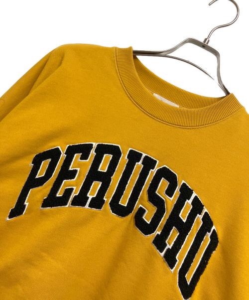 PERUSHU（ペルーシュ）PERUSHU (ペルーシュ) カレッジスウェット イエロー サイズ:Lの古着・服飾アイテム