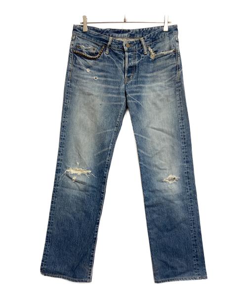 Hysteric Glamour（ヒステリックグラマー）Hysteric Glamour (ヒステリックグラマー) ダメージデニムパンツ スカイブルー サイズ:SIZE 不明の古着・服飾アイテム