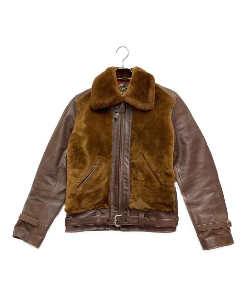 Laskinlamb（ラスキンラム）LaskinLamb (ラスキンラム) 熊ジャン ブラウン サイズ:36の古着・服飾アイテム