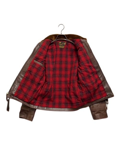 Laskinlamb（ラスキンラム）LaskinLamb (ラスキンラム) 熊ジャン ブラウン サイズ:36の古着・服飾アイテム