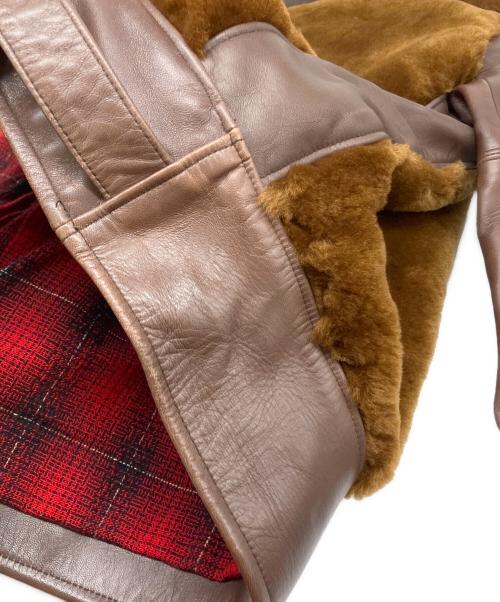 Laskinlamb（ラスキンラム）LaskinLamb (ラスキンラム) 熊ジャン ブラウン サイズ:36の古着・服飾アイテム