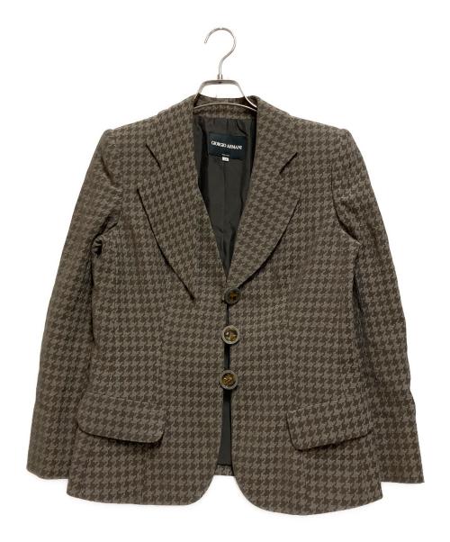 GIORGIO ARMANI（ジョルジョアルマーニ）GIORGIO ARMANI (ジョルジョアルマーニ) テーラードジャケット ブラウン×ベージュ サイズ:42の古着・服飾アイテム