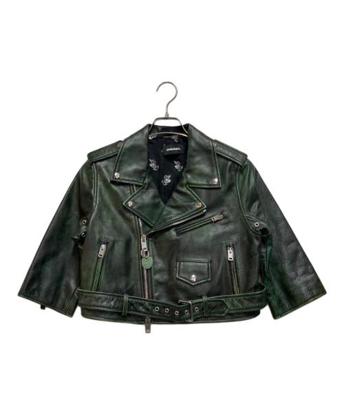 DIESEL（ディーゼル）DIESEL (ディーゼル) ダブルライダースジャケット グリーン サイズ:Sの古着・服飾アイテム