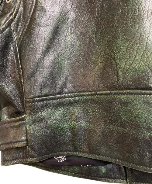 DIESEL（ディーゼル）DIESEL (ディーゼル) ダブルライダースジャケット グリーン サイズ:Sの古着・服飾アイテム