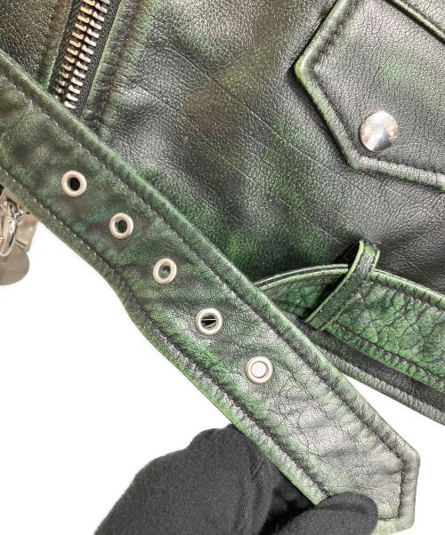 DIESEL（ディーゼル）DIESEL (ディーゼル) ダブルライダースジャケット グリーン サイズ:Sの古着・服飾アイテム