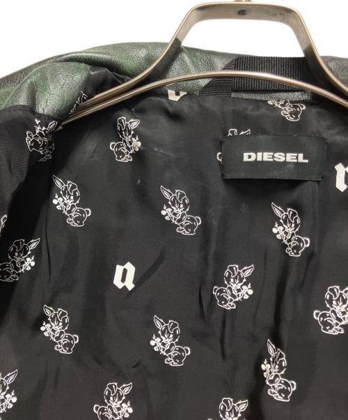 DIESEL（ディーゼル）DIESEL (ディーゼル) ダブルライダースジャケット グリーン サイズ:Sの古着・服飾アイテム