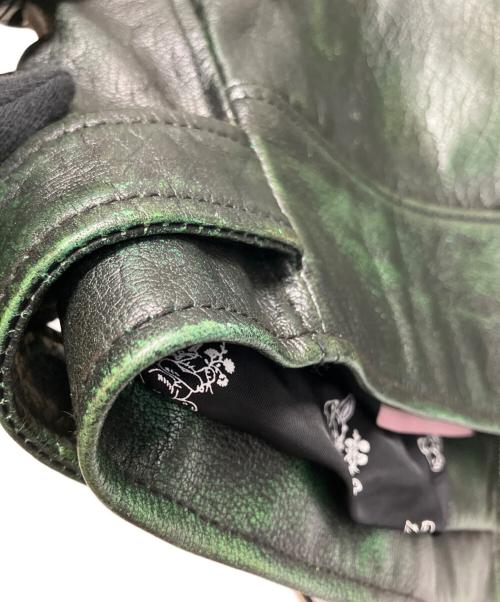 DIESEL（ディーゼル）DIESEL (ディーゼル) ダブルライダースジャケット グリーン サイズ:Sの古着・服飾アイテム