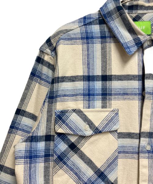 HUF（ハフ）HUF (ハフ) 長袖シャツ ホワイト×ブルー サイズ:SIZE Lの古着・服飾アイテム
