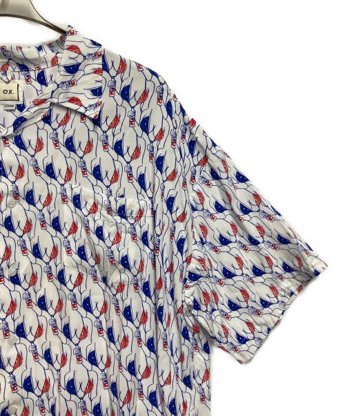 OK（オーケー）OK (オーケー) 半袖シャツ ブルー×ホワイト サイズ:SIZE Lの古着・服飾アイテム