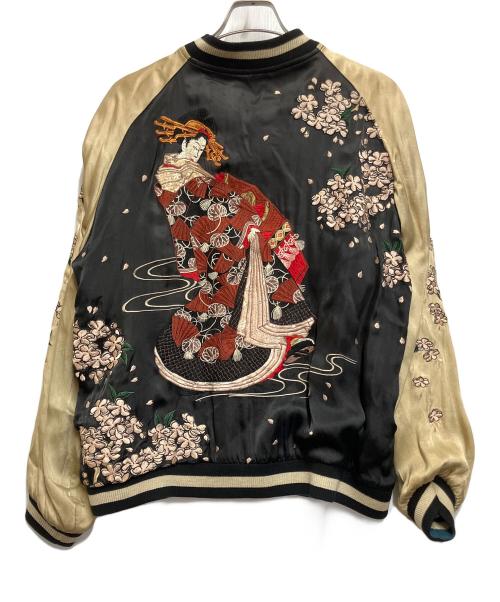 百花繚乱（ヒャッカリョウラン）百花繚乱 (ヒャッカリョウラン) スカジャン ブラック×ゴールド サイズ:SIZE Lの古着・服飾アイテム