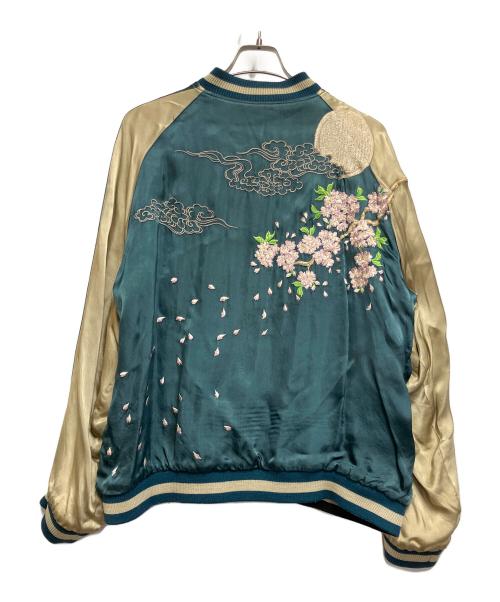 百花繚乱（ヒャッカリョウラン）百花繚乱 (ヒャッカリョウラン) スカジャン ブラック×ゴールド サイズ:SIZE Lの古着・服飾アイテム