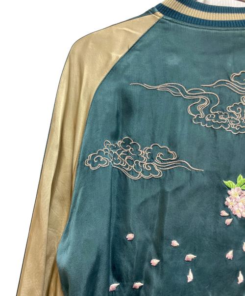 百花繚乱（ヒャッカリョウラン）百花繚乱 (ヒャッカリョウラン) スカジャン ブラック×ゴールド サイズ:SIZE Lの古着・服飾アイテム
