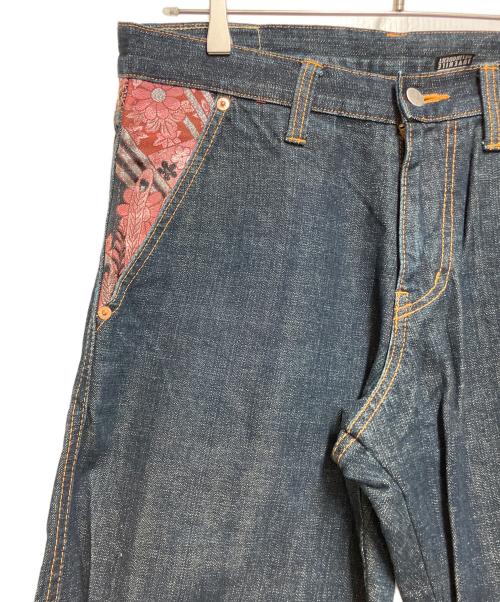 JUVENILE DELINQUENT（ジュベナイル デリンクエント）JUVENILE DELINQUENT (ジュベナイル デリンクエント) デニムパンツ ネイビー×ピンク サイズ:SIZE W34の古着・服飾アイテム
