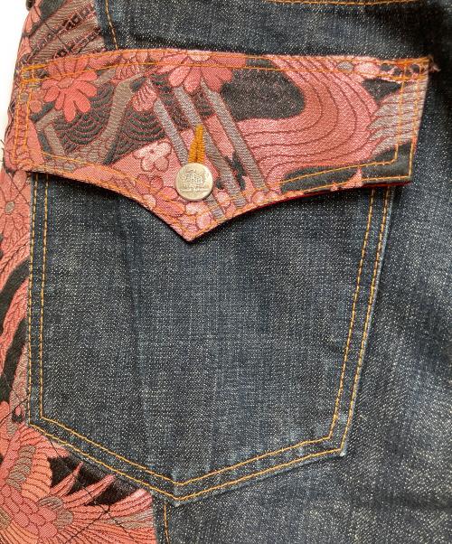 JUVENILE DELINQUENT（ジュベナイル デリンクエント）JUVENILE DELINQUENT (ジュベナイル デリンクエント) デニムパンツ ネイビー×ピンク サイズ:SIZE W34の古着・服飾アイテム