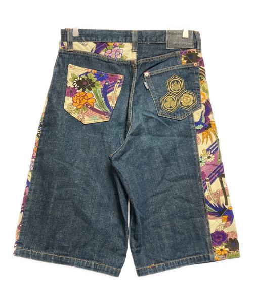 JUVENILE DELINQUENT（ジュベナイル デリンクエント）JUVENILE DELINQUENT (ジュベナイル デリンクエント) ハーフデニムパンツ ネイビー サイズ:SIZE 32の古着・服飾アイテム