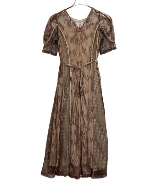 LAGUNA MOON（ラグナムーン）LAGUNA MOON (ラグナムーン) 半袖ワンピース ベージュ サイズ:SIZE Sの古着・服飾アイテム