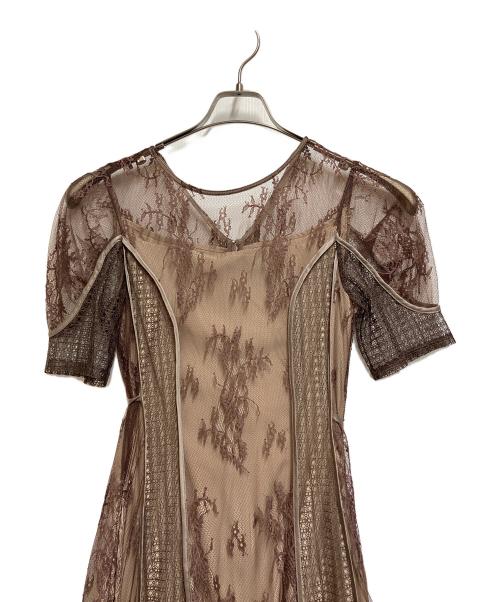 LAGUNA MOON（ラグナムーン）LAGUNA MOON (ラグナムーン) 半袖ワンピース ベージュ サイズ:SIZE Sの古着・服飾アイテム