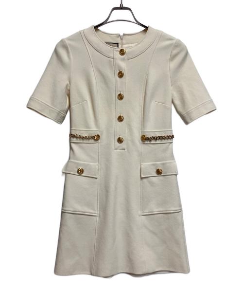 GUCCI（グッチ）GUCCI (グッチ) ショートスリーブワンピース アイボリー サイズ:SIZE XSの古着・服飾アイテム