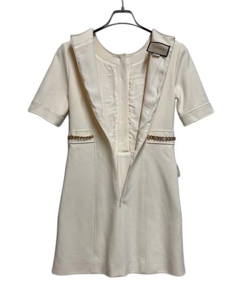 GUCCI（グッチ）GUCCI (グッチ) ショートスリーブワンピース アイボリー サイズ:SIZE XSの古着・服飾アイテム