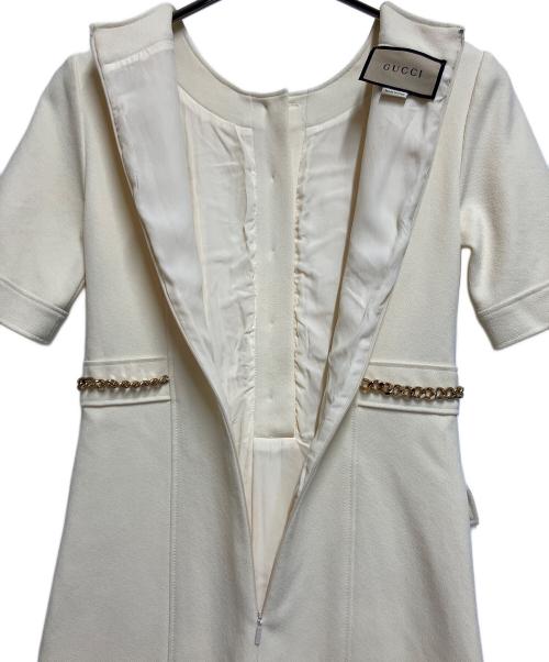 GUCCI（グッチ）GUCCI (グッチ) ショートスリーブワンピース アイボリー サイズ:SIZE XSの古着・服飾アイテム