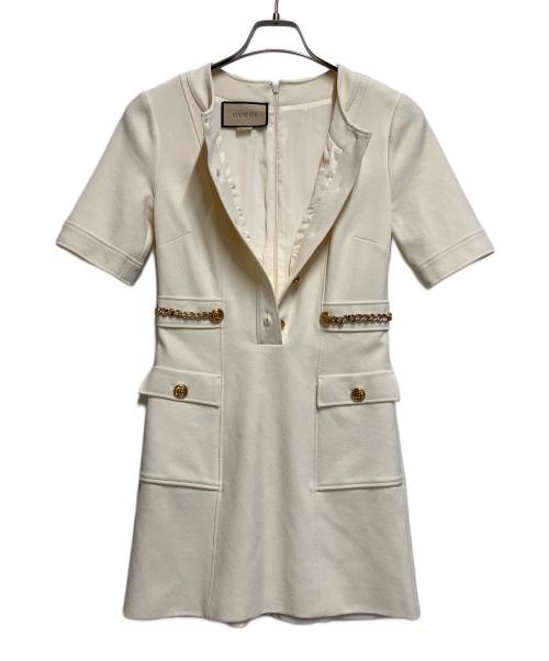 GUCCI（グッチ）GUCCI (グッチ) ショートスリーブワンピース アイボリー サイズ:SIZE XSの古着・服飾アイテム