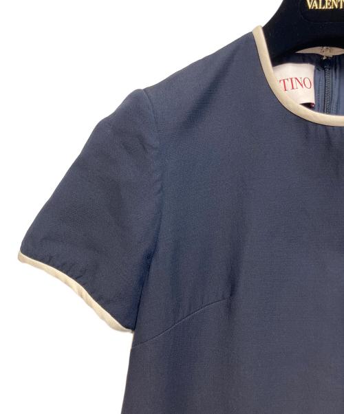 VALENTINO（ヴァレンティノ）VALENTINO (ヴァレンティノ) クレープチュールドレス ネイビー サイズ:SIZE 36の古着・服飾アイテム