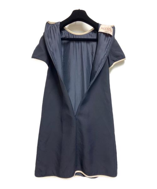 VALENTINO（ヴァレンティノ）VALENTINO (ヴァレンティノ) クレープチュールドレス ネイビー サイズ:SIZE 36の古着・服飾アイテム