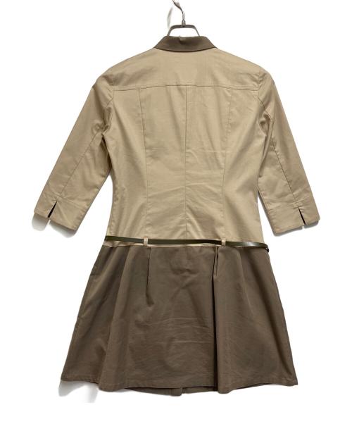 BURBERRY BLUE LABEL（バーバリー ブルー レーベル）BURBERRY BLUE LABEL (バーバリー ブルー レーベル) 長袖ワンピース ベージュ×カーキ サイズ:SIZE 38の古着・服飾アイテム