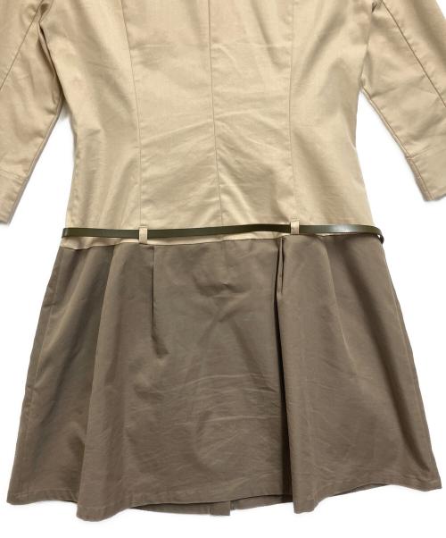 BURBERRY BLUE LABEL（バーバリー ブルー レーベル）BURBERRY BLUE LABEL (バーバリー ブルー レーベル) 長袖ワンピース ベージュ×カーキ サイズ:SIZE 38の古着・服飾アイテム