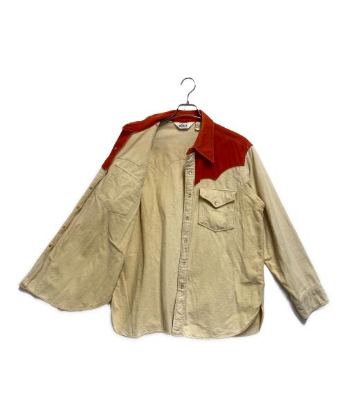 WOOLRICH（ウールリッチ）WOOLRICH (ウールリッチ) シャモアクロスシャツ ベージュ×オレンジ サイズ:SIZE XLの古着・服飾アイテム